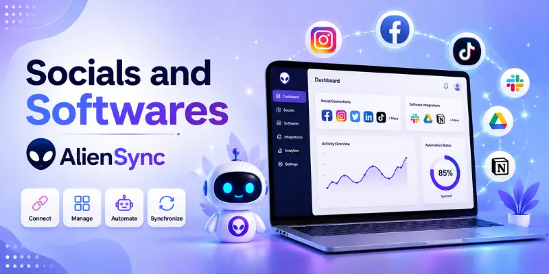 Aliensync socials and softwares dashboard