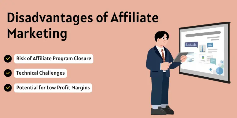 Disadvantages of affiliate marketing image.